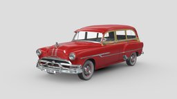 Low Poly Car vehicles, vintage, saloon, wagon, classic, hatchback, deluxe, pontiac, old, chieftain, vehicle, pontiac-chieftain