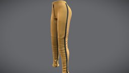 Female Yellow Leather Sports Pants leather, avatar, fashion, girls, clothes, sports, pants, biker, rider, realistic, real, yellow, womens, wear, trousers, game, pbr, low, poly, female