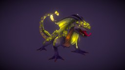 Stylized Fantasy Swamp Gecko flying, rpg, mount, lizard, mmo, rts, fbx, reptile, gecko, moba, handpainted, lowpoly, animation, stylized, fantasy