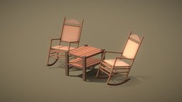 Rocking Chair Low poly table, rocking-chair, low-poly, 3d, lowpoly, chair, model