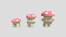 Mushroom house lowpoly, house