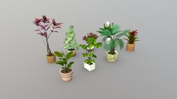 Lowpoly Indoor Potted Plant plant, flora, pot, flower, set, pack, indoor, potted, vr, ar, leaf, lowpoly, decoration, interior, gameready, indoorfurniture