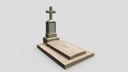 Grave Cross, 4K PBR textures in, crate, graveyard, abandoned, cemetery, shrine, peace, coffin, rest, crypt, catacomb, mausoleum, sarcophagus, mound, pall, necropolis, houdini, funeral, casket, boneyard, photogrammetry, asset, 3d, pbr, model, scan, stone, tomb