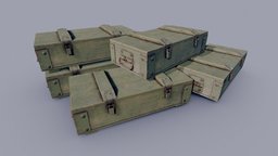 Ammunition Wood Crates 01 green, crates, ammo, explosive, decor, old, ammunition, lowpoly-3dsmax, pbr, lowpoly, military, gameasset, wood, decoration, gameready