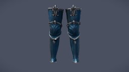 Female Fantasy Leg Armour Guard steampunk, armour, full, warrior, medieval, girls, leg, clothes, guard, thigh, metal, womens, wear, pbr, low, poly, female, blue, fantasy, knight