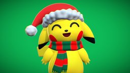 Pikachu claus pokemon, b3d, pikachu, christmas, sand, merry, claus, 3dprint, blender, anime