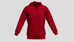 Hoodie Red PBR Realistic cloth, women, hood, sweater, men, look, outfit, marvelous, hoodie, sweatshirt, uni, apparel, sportswear, pullover, outerwear, character, asset, game, 3d, pbr, low, poly, design, man, digital, sport, clothing, menwear, menlook