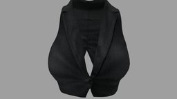 Female Crop Vest vest, jacket, crop, pbr, low, poly, female, black, sleevless