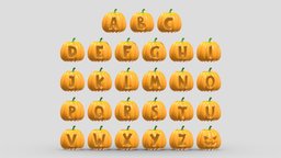 Pumpkin Alphabet plant, symbol, angry, printing, set, font, night, collection, haunted, cut, holiday, scary, print, roman, alphabet, number, language, kitbash, symbols, sliced, 3d, witch, halloween, pumpkin, light