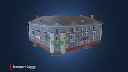 Stalin-era left corner house (prj 62) with shops ussr, typical, ukraine, citiesskylines, stalin, soviet-architecture, architecture, low-poly, game, lowpoly, gameasset