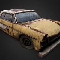 Old Rusty Car 3 abandoned, vintage, wreck, rusty, american, coupe, 1957, stripped, americana, substancepainter, vehicle, pbr, car