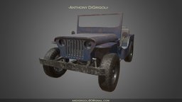 1960s Jeep jeep, blockout, wip, 1960s, notfinished, maya, vehicle, model