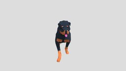 Low-Poly Rottweiler Dog dog, rottweiler, 3d, blender, lowpoly, animal