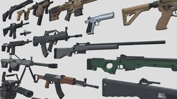 Gun collection tac, pixel-art, blockbench, low-poly, voxel, gun-collection