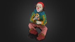 Clown clown, figure, statue, 3dsmax, 3dsmaxpublisher, stone, wood, fantasy