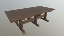 Dining Table Wenge rustic, furniture, table, dining, substancepainter, substance, wood