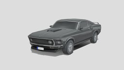 Ford Mustang Mach 1 351 1969 mustang, vehicles, transportation, ford, cars, drive, sedan, vintage, muscle, transport, classic, old, coupe, low-poly-car, low-poly-vehicle, lowpolycar, ford-mustang, low-poly, vehicle, lowpoly, low, car, muslce-car, mustang-boss, ford-mustang-mach