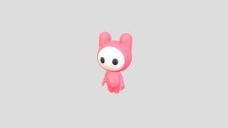 Character178 Rigged Mascot body, mini, rabbit, toon, cute, little, style, toy, boy, people, figure, mascot, rig, pink, character, cartoon, game, design, monster, human, funny