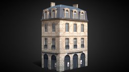 Bordeaux Flat 1 corner [France] france, game-ready, townhouse, citiesskylines, house, cities-skylines, shop