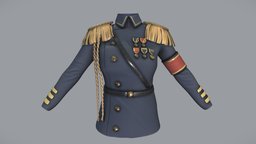 Female Highly Decorated Military Uniform Jacket high, army, jacket, uniform, decorated, ranking, formal, highly, character, pbr, military, female, blue, navy