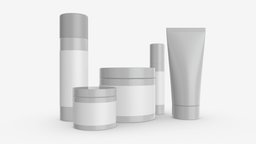 Body Skin Care Set Mockup body, product, care, packaging, lid, beauty, tube, cream, jar, mockup, round, facial, cosmetic, blank, 3d, pbr, design, container, skin