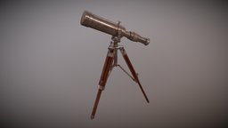 Telescope vintage, telescope, stars, science, old, game-ready, substancepainter, blender, gameasset, space