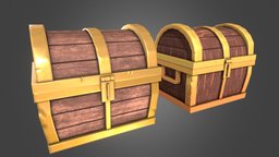 Fortnite and cartoon chest style chest, painted, realistic, old, game-ready, blender-3d, handpainted, low-poly, cartoon, asset, game, hand-painted, hand