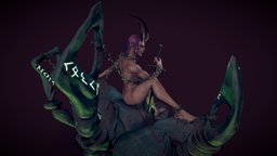devil-girl demon, devil, nudity, female, sword, fantasy