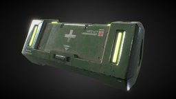 Sci-Fi Med Crate crate, prop, photorealistic, cyberpunk, substancepainter, substance, low-poly, gameart, scifi, environment