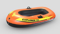 Intex Explorer 100 Inflatable Boat river, float, adventure, vessel, travel, vr, ar, summer, outdoor, extreme, inflatable, rubber, raft, floating, activity, leisure, nautical, furnishings, recreation, rafting, asset, game, 3d, sport, boat, intex