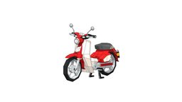 Low Poly Honda Super Cub motorcycle, scooter, lowpoly, stylized, noai