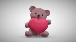 Teddy bear With Heart bear, teddy, heart, valentine, love, with, valentinesday, valentines-day, 3d
