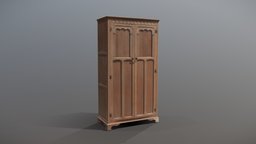 Oak Wardrobe prop, wardrobe, cabinet, low-poly, photogrammetry, asset, pbr, lowpoly, gameart, wood