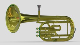 Alto Horn Tenor Horn music, instrument, french, set, equipment, collection, horn, trumpet, brass, trombone, piccolo, alto, saxophone, cornet, tuba, euphonium, 3d, flugelhorn