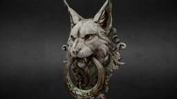 Lynx door knocker cat, lynx, wildcat, door-knocker, door-handle, lynx-head