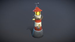 Lighthouse lighthouse, stylised, stilized, painted-texture, handpainted, 3d, lowpoly