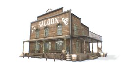 Wild West Saloon victorian, wooden, photorealistic, saloon, west, wild, ready, cowboy, western, realistic, game, pbr, low, poly, house, usa, building, runch