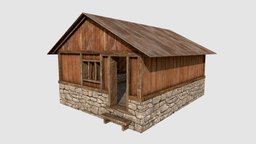 Wooden Hut exterior, shed, cabin, hut, low-poly-model, wooden-house, architecture, pbr, lowpoly, house, building, interior