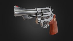Hand Gun Low-Poly revolver, bullet, ammo, ar, fire, pistol, hand-gun, weapon, low-poly, pbr, archaeology, military, gun, 6-barrel