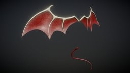 Demon Wings and Tail Low-Poly beast, power, flying, fiction, demon, bat, vampire, satan, famale, fly, monster, fantasy, male, anime, halloween, magic, evil, wing