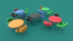Akken Plastic Cafe Exterior Chair & Table cafe, ikea, restaurant, exterior, child, kindergarten, table, render, pbr, chair, house, home, plastic, highpoly