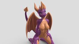 Fem Spyro , anthro, spyro, boobs, furry, spyrothedragon, female, dragon, spyra