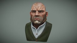 Dishonored Thug Bust painting, 3dcoat, dishonored, 3d-coat, bust, zbrush, stylized, hand