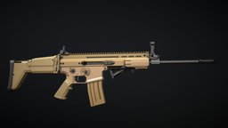 Low-Poly FN SCAR-L rifle, scar-l, fn, 556, mk16, special-forces, 556x45, mk-16, lowpoly, 223cal