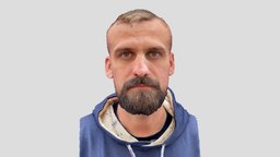 Head scan 07 (photogrammetry) photorealistic, beard, moustache, head, metahuman, scan, head-scan, young-man