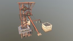 Low Poly Mining Tower tower, gas, oil, exterior, mine, indie, mining, refinery, vent, gamereadyasset, aaa-games, aaa-game-model, architecture, lowpoly, gameasset, industrial, gameready