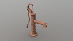 Hand Water Pump well, bucket, pipe, garden, pump, rust, vintage, retro, urban, country, rusty, cast, historical, antique, classic, handle, farm, water, hydrant, tool, old, iron, manual, tap, waterpump, pumping, lowpoly, hand, village, industrial, gameready, rual, pitcherpump
