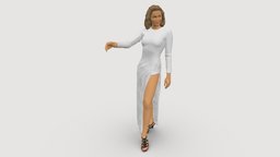 Blonde Woman In White Long Dress 0951 style, toy, fashion, beauty, clothes, miniature, figurine, dress, realistic, outfit, success, 3dprint