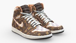 Louis Vuitton x Nike Air Jordan 1 Retro High people, urban, shoes, boots, nike, louis, footwear, sneaker, adidas, yeezy, jordan, vuitton, streetwear, shoescan, balenciaga, character, air, clothing