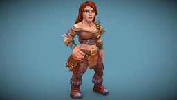 Female dwarf dwarfs, character, lowpoly, hand-painted